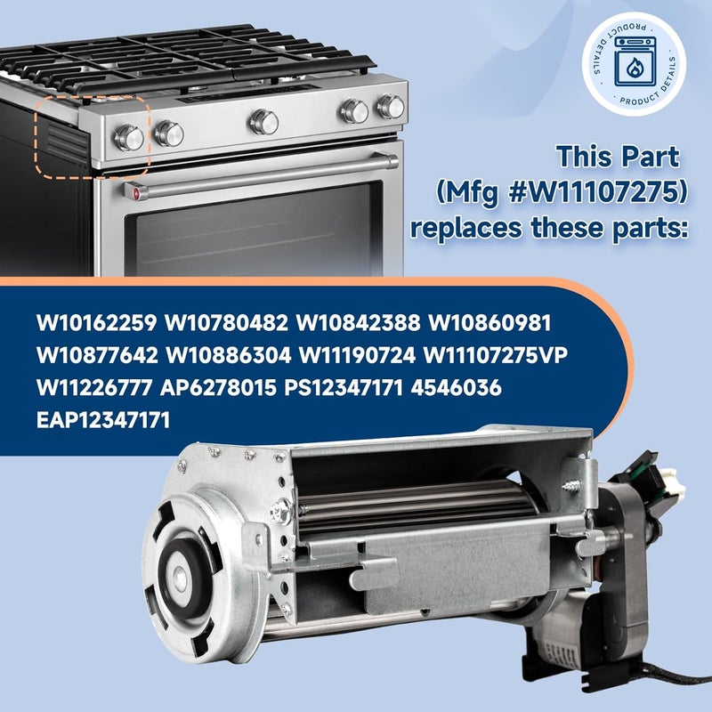 GREALTH W11107275 Cooling Fan Compatible with Whirlpool, JennAir and KitchenAid Range Oven, Blower Motor Replacement Part W10162259 W10780482 W10842388 W10860981 PS12347171 AP6278015 EAP12347171 4546036 - Image 4